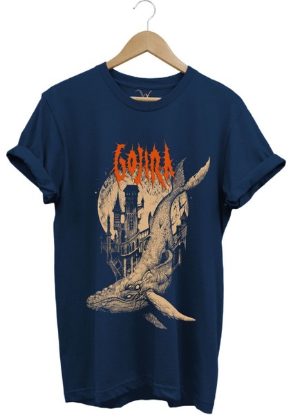 Gojira Balıklar Köpek Balığı Music Baskılı %100 Pamuk Regular Fit Bisiklet Yaka T-Shirt