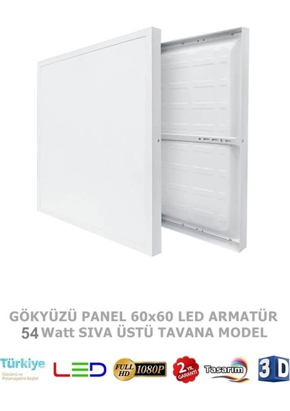Kendinden Kasalı, LED Panel, 60X60 Armatür, 54WATT, Gün Iiığı, 4000 Kelvin, Doğal Işık, Sıva Üstü, modelleri