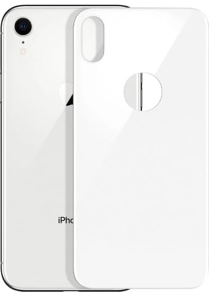 iPhone Xr Uyumlu Tam Kaplayan Temperli Arka Koruyucu Cam (Beyaz)