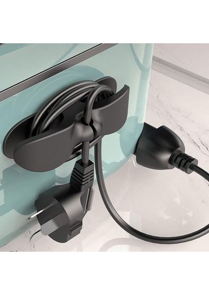 Yapışkanlı Kablo Düzenleyici Çok Amaçlı Organizer Kablo Sarma Aparatı Siyah 2 Adet