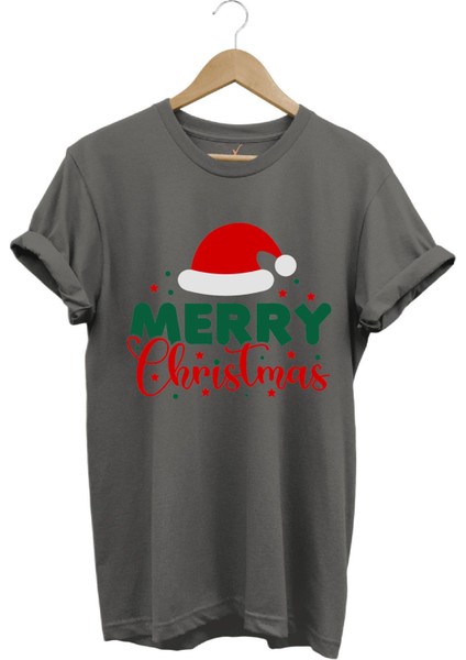 Unisex Yılbaşı Yeni Yıl Merry Christmas Noel Baba Baskılı %100 Pamuk Regular Fit T-Shirt