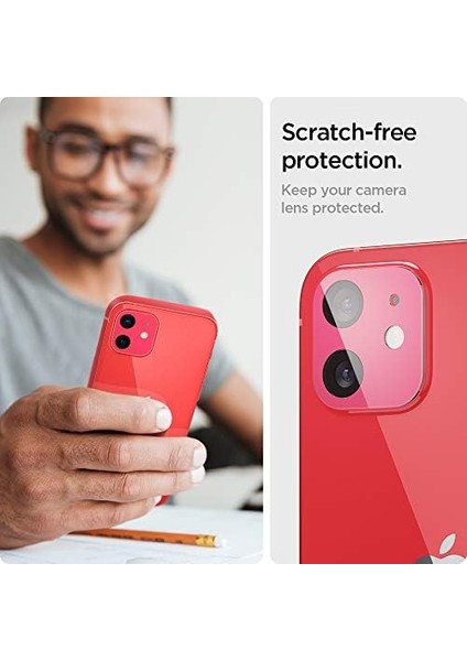 iPhone 12 Kamera Lens Camı Koruyucu Glas.tr Optik (2 Adet) Red - AGL02472