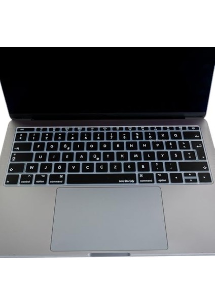 F Klavye Laptop Macbook Pro Kılıf Daktilotip Baskı 12INÇ A1534-13INÇ A1708 ile Uyumlu Siyah