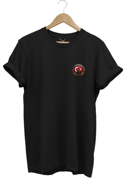 Türkiye Türk Asker Bordo Bereli ve Türk Bayrağı Tasarımlı %100 Pamuk Regular Fit T-Shirt
