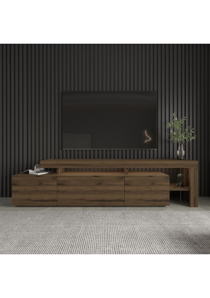 Beliz LED Işıklı 3 Kapaklı, Tv Sehpası, Raflı, Antik Ceviz fiyatları