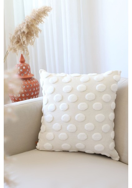 Dekoratif Kırlent Kılıfı – Pamuk ve Mikro Polyester, Punch Desenli, Ekru Renk, Çift Yönlü Gizli Fermuarlı, 43x43 cm fırsatları