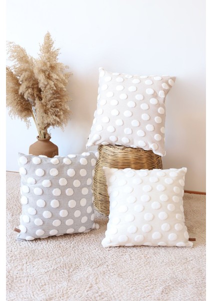 Dekoratif Kırlent Kılıfı – Pamuk ve Mikro Polyester, Punch Desenli, Ekru Renk, Çift Yönlü Gizli Fermuarlı, 43x43 cm indirimleri