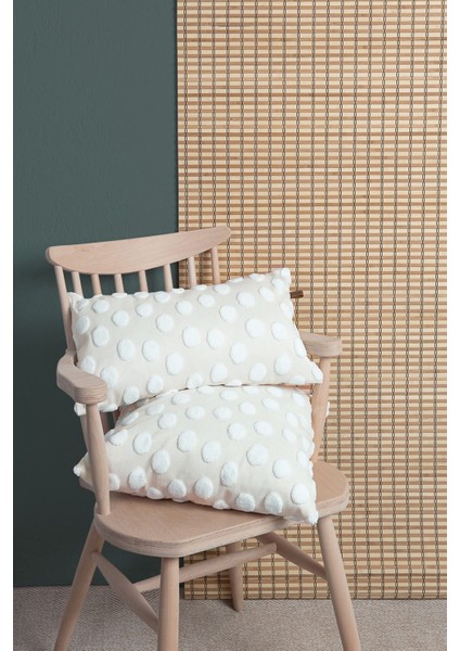 Dekoratif Kırlent Kılıfı – Pamuk ve Mikro Polyester, Punch Desenli, Ekru Renk, Çift Yönlü Gizli Fermuarlı, 43x43 cm