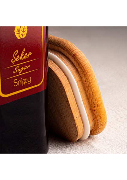 Boxy Siyah - 6'lı Ahşap Vakumlu Kapaklı Etiketli Baharatlık Takımı 350 ml - Erzak Saklama Kabı Seti