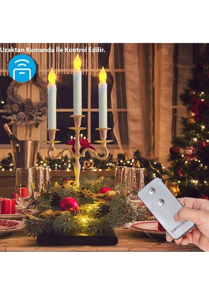 Titreyen Dekoratif LED Mum 12 Adet Alevsiz Konik Şekilli Uzaktan Kumandalı fırsatları
