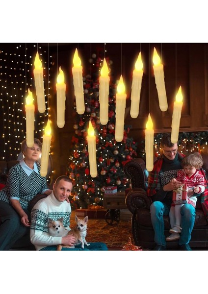 Titreyen Dekoratif LED Mum 12 Adet Alevsiz Konik Şekilli Uzaktan Kumandalı