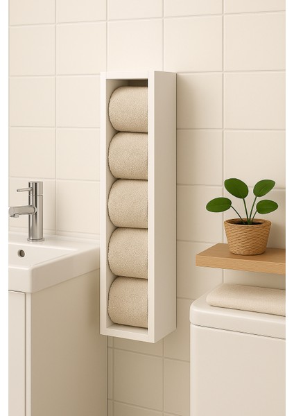 Dikey Tuvalet Kağıtlığı – 4 Rulo Kapasiteli – Duvara Monte – Beyaz Mdf – Minimalist Tasarım fiyatları