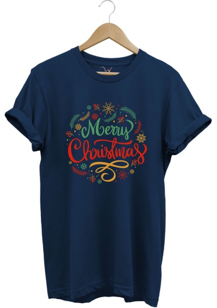Yılbaşı Christmas Baskılı Noel Yeni Yıl %100 Pamuk Regular Fit Bisiklet Yaka T-Shirt