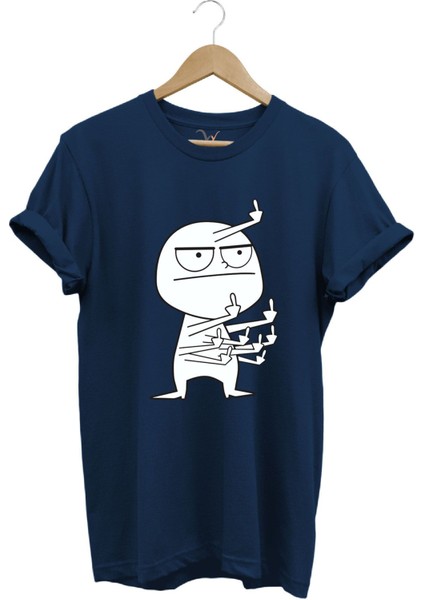 Eğlenceli Komik Orta Parmak Tasarım Baskılı %100 Pamuk Regular Fit T-Shirt