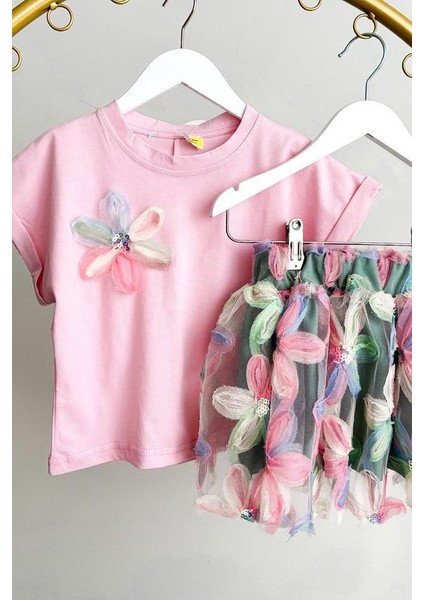 Kız Çocuk Zambak Çiçekli Tütü Eteklii Pamuklu 2li Takım fiyatları