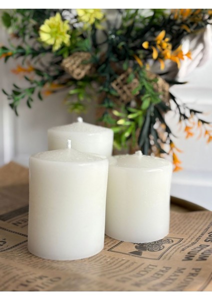 Silindir 3'lü Beyaz Mum Seti Kütük Mum Baton Mum Silindir Mum Seti Ebatları 6-8-11 cm fiyatları