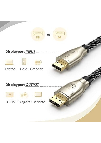 8k 60Hz 4K 144Hz V1.4 Displayport Görüntü ve Ses Aktarım Kablosu 1 Metre modelleri