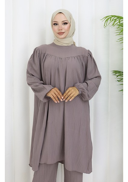 Büzgülü Tunik Pantolon Ikili Takım 2089-03 Vizon fırsatları