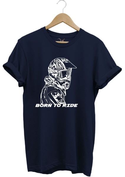 Motorcu Özel Tasarım Hediyelik Born To Ride Baskılı Yazlık %100 Pamuk Tişört