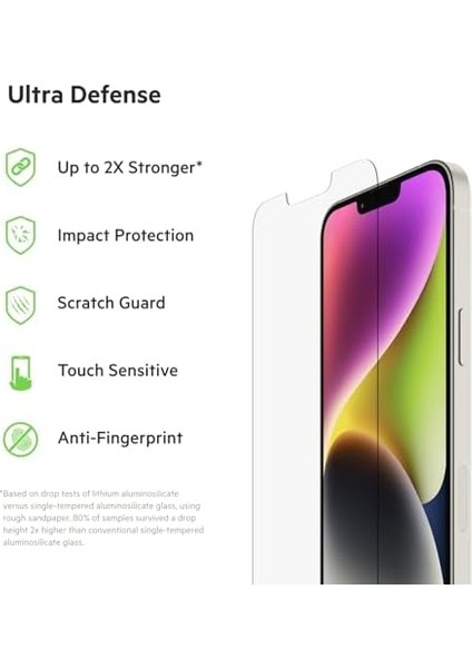 Ultraglass iPhone 14 Plus, iPhone 13 Pro Max Ekran Koruyucu Kabarcıksız Uygulama ve Kurulum Kılavuzu Tepsisi Dahil, 9h Sertlik Testi Yapıldı, Temperli Cam