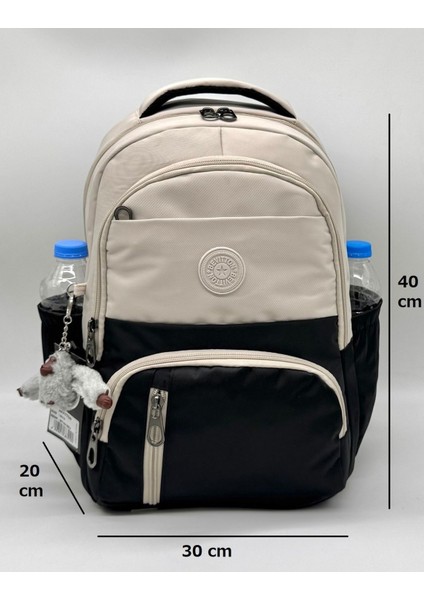 Ilk Okul Çantası 3'lü Seti Unisex Çocuk Ilkokul Çantası MTC-8010 Bej-Siyah modelleri