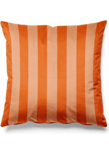 Çizgili Kırlent Kılıfı Döşemelik Süet Kumaş 43*43 cm - Turuncu