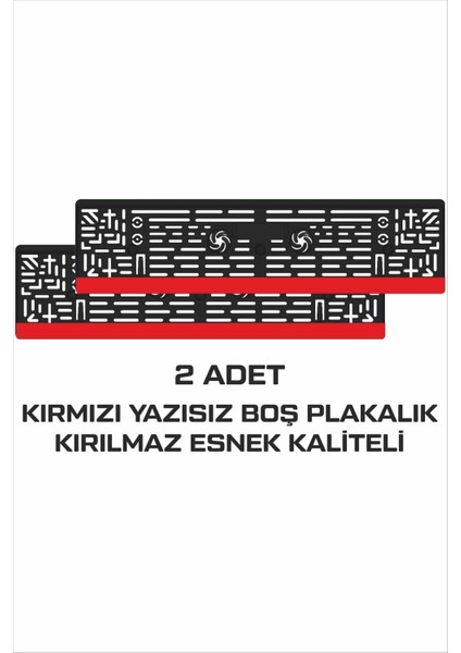 Kırmızı Yazısız Boş 2 Adet Kırılmaz Takmatik Oto Plakalık