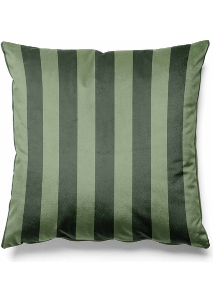Çizgili Kırlent Kılıfı Döşemelik Süet Kumaş 43*43 cm - Küf Yeşili