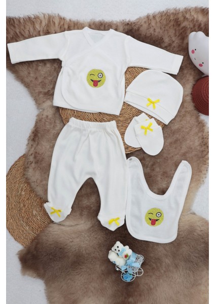 Asfstore Sema Baby 5 Parça Hastane Çıkışı Zıbın Seti 0-3 Ay