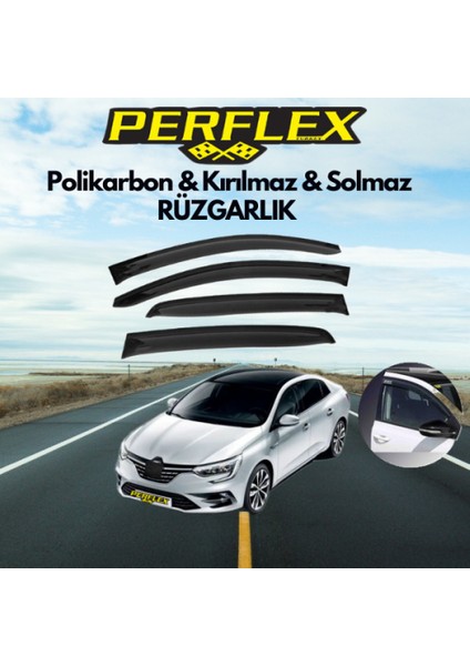 Perflex Polikarbon Kırılmaz Rüzgarlık V2 Renault Megane 4 Sedan Avant 2016+