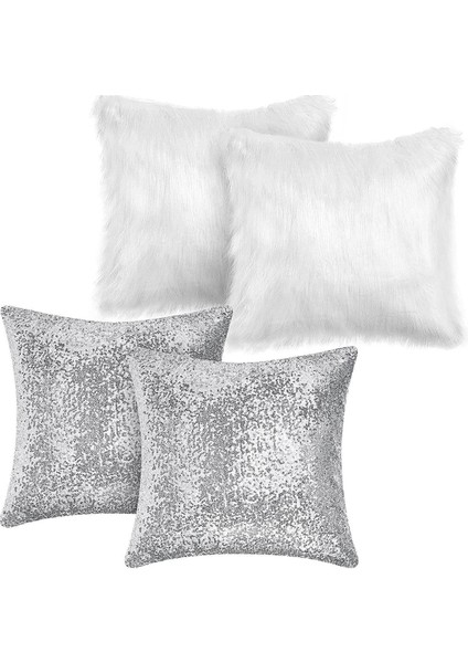 4 Parça Peluş ve Payetli Kırlent Kılıfı 45*45