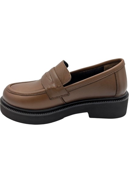 Tabya - 1010 | Kadın Hakiki Deri Ortopedik Kalın Taban Oxford Ayakkabı - Taba - 39 fiyatları