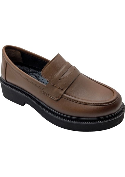 Tabya - 1010 | Kadın Hakiki Deri Ortopedik Kalın Taban Oxford Ayakkabı - Taba - 39 modelleri