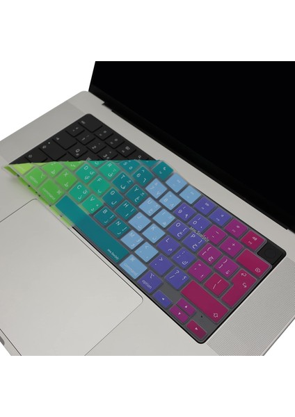 Arapça Klavye Macbook Air Pro Kılıf M1-M2-M3, Dazzle A2681 A3113, A2941 A3114, A2442 A2779 A2992 A2918, A2485 A2780 A2991 ile Uyumlu Pembe Yeşil