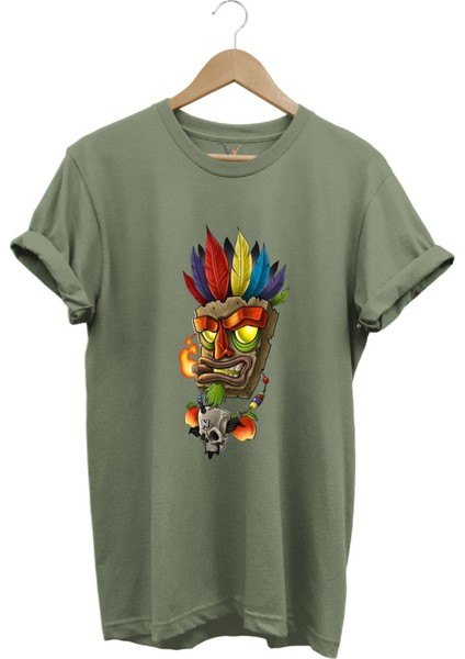 Grafiti Desenli Kızılderili Baskılı Dövme Temalı Regular Fit %100 Pamuk T-Shirt
