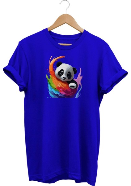Panda Renkli Baskılı T-Shirt