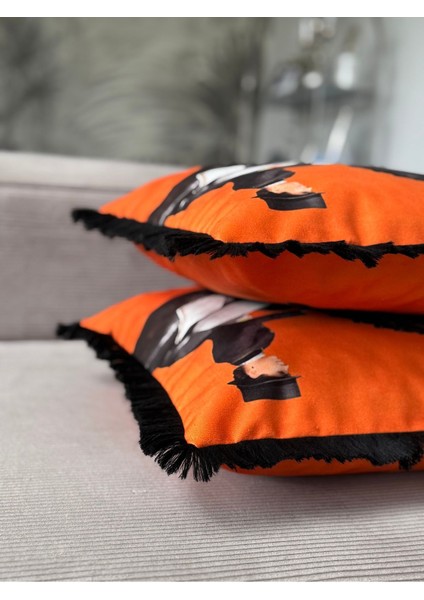 Çift Taraflı Atlı Dekoratif Saçaklı Kırlent Kılıfı 1ADET 43X43(SK-K04) fırsatları