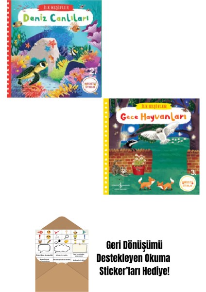 Ilk Keşifler Deniz Canlıları + Gece Hayvanları Hareketli Kitaplar + Okuma Sticker'ları