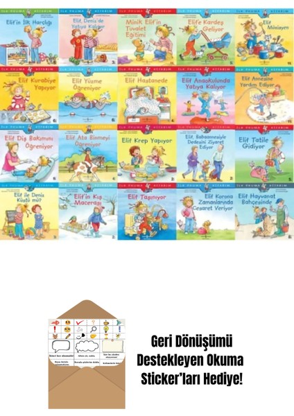 Elif Serisi Ilk Okuma Kitaplarım 20 Kitap Set + Okuma Sticker'ları