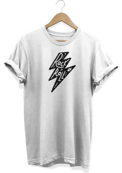 Rock & Roll Baskılı T-Shirt