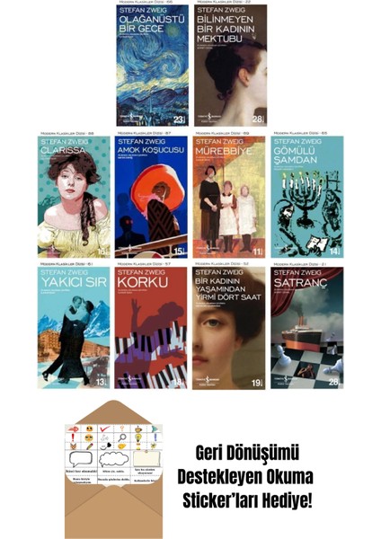 Stefan Zweig 10'lu Kısa Roman Seti + Okuma Sticker'ları