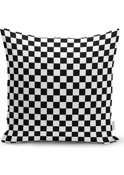 Çift Taraflı Siyah Beyaz Ekose Desenli Dekoratif Raşel Örme Yastık Kırlent Kılıfı fiyatları