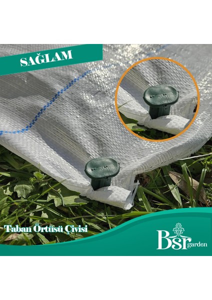 100 Adet Sera Taban Örtüsü Çi̇vi̇si̇ 15 cm Tirnakli Sera Taban Örtüsü Kaziği Sert Plasti̇k Bsr Garden