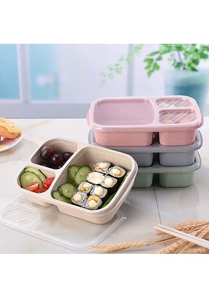 Öğle Yemeği Kutusu Yeniden Kullanılabilir 3 Bölmeli Plastik (Yurt Dışından)