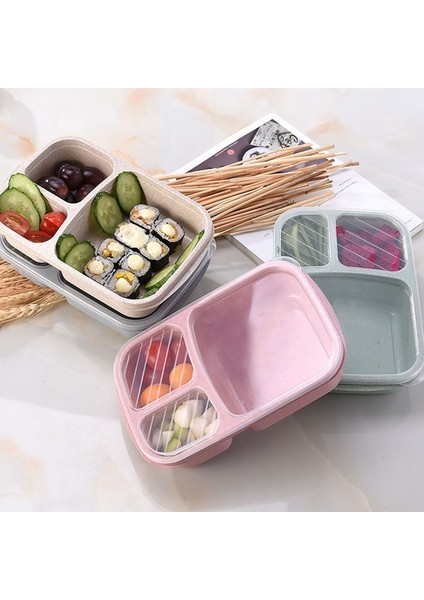 Öğle Yemeği Kutusu Yeniden Kullanılabilir 3 Bölmeli Plastik (Yurt Dışından)