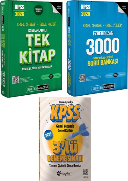 2026 Kpss Gygk Konu Anlatımlı Tek Kitap(688 Sayfa)-Ezberbozan 3000 Video Çözümlü Soru Bankası(528 Sayfa)-Çözümlü 3 Deneme Hediye