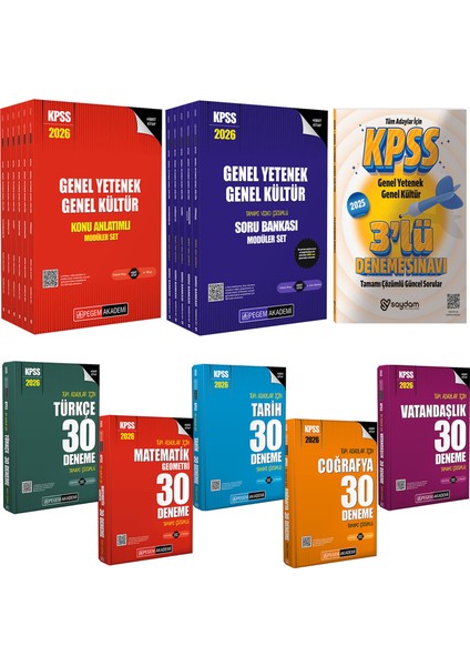 2026 Kpss Gygk Konu Anlatımlı 6 Kitap-Soru Bankası -5 Kitap-Tüm Dersler Çözümlü 30 Deneme-Çözümlü 2 Deneme Hediye