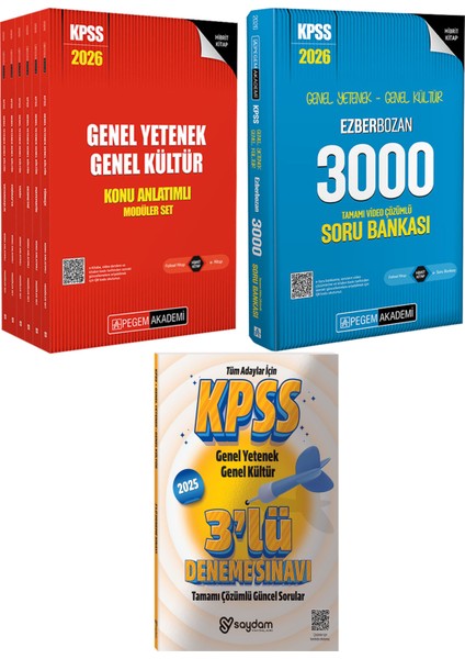 2026 Kpss Gygk Lisans Konu Anlatımlı 6 Kitap-Ezberbozan 3000 Video Çözümlü Soru Bankası-Çözümlü 3 Deneme Hediye