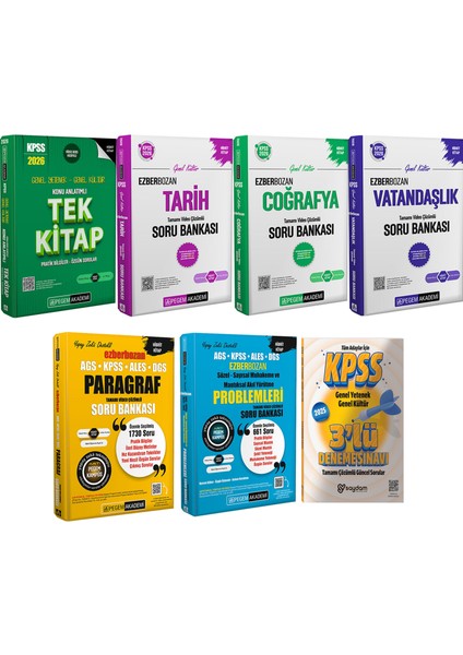 2026 Kpss Gygk Konu Anlatımlı Tek Kitap-Ezberbozan Tarih-Coğrafya-Vatandaşlık Soru Bankası-Paragraf-Akıl Yürütme(Sözel Sayısal Yetenek)-Çözümlü 3 Deneme Hediye