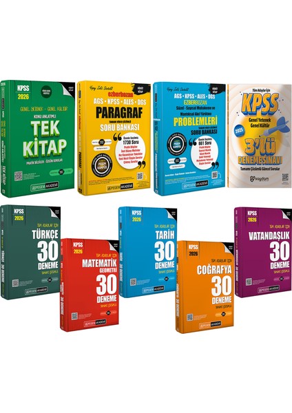 2026 Kpss Gygk Konu Anlatımlı Tek Kitap-Tüm Dersler Çözümlü 30 Deneme-Akıl Yürütme(Sözel Sayısal Yetenek)-Paragraf-Çözümlü 3 Deneme Hediye